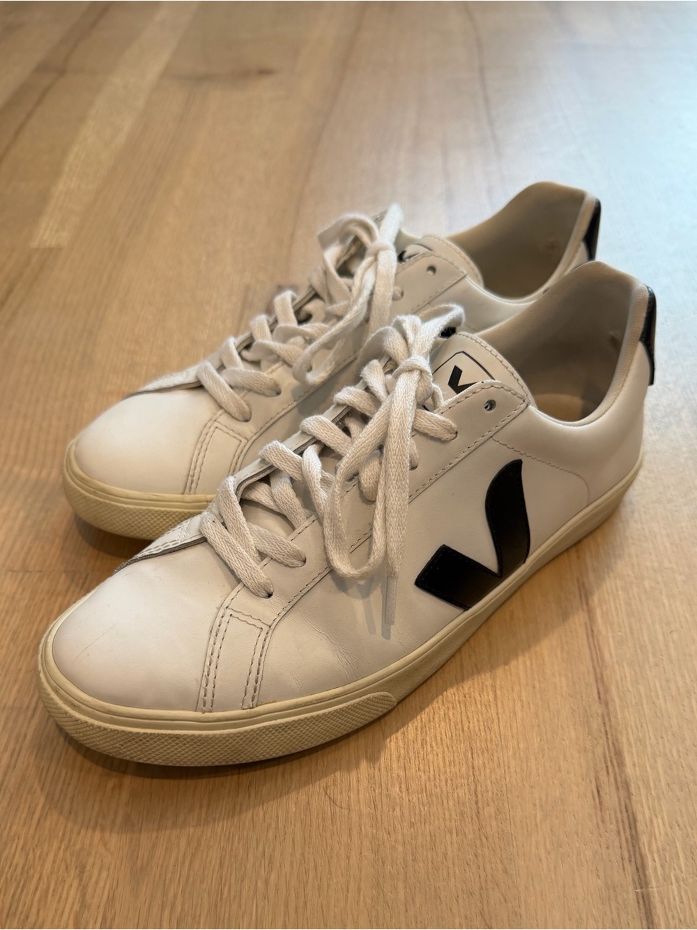 Veja Esplar Leather Sneakers in White with Black